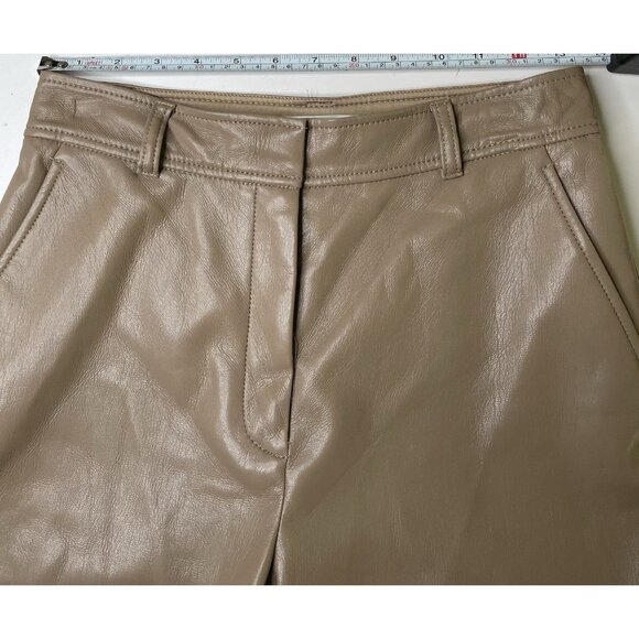 Aritzia Babaton Agency taupe vegan leather straight leg pants size 4 S - Picture 10 of 11